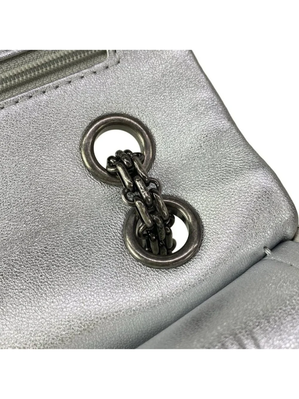 Chanel Shoulder Bag 2.55 Double Flap Quilted Silver Lambskin